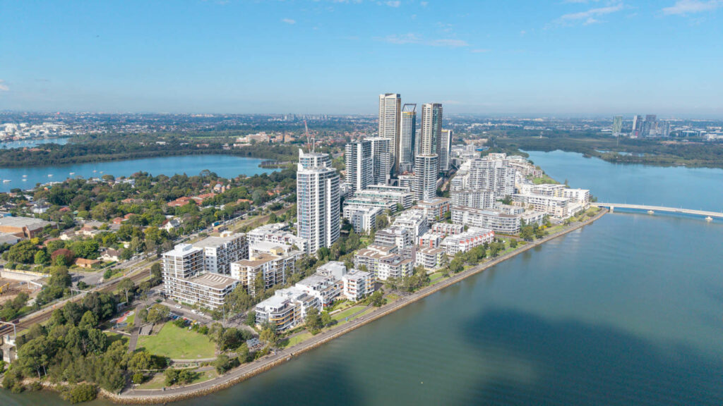 The Sydney suburb of Rhodes on the Parramatta river.