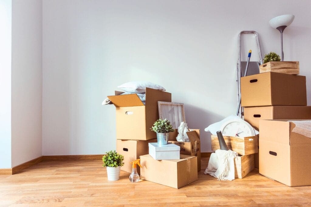Moving to San Diego - International Removals - Household belongings and furniture packed in boxes, ready to move