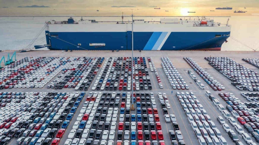 Ro/Ro Vessel waiting at the port - shipping your car to the usa - Moving to Los Angeles