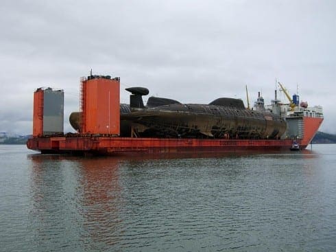 Russian cargo ship transporting nuclear powered submarines