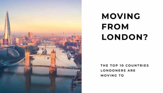 The most popular destinations for international removals from London