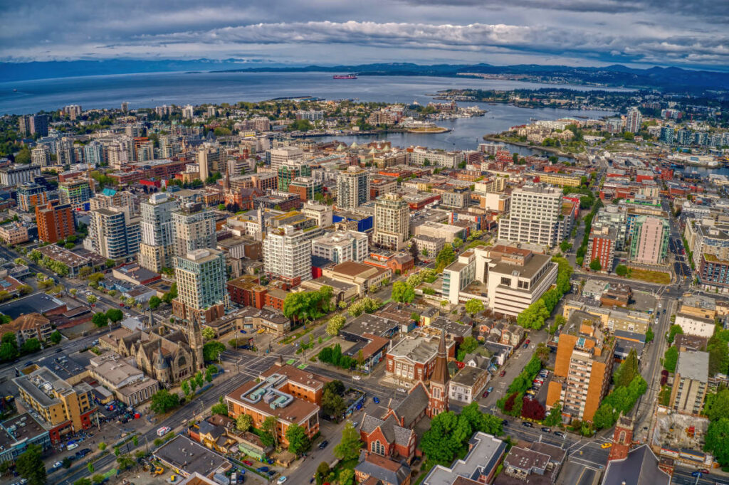 Aerial View of Victoria, British Columbia during Summer