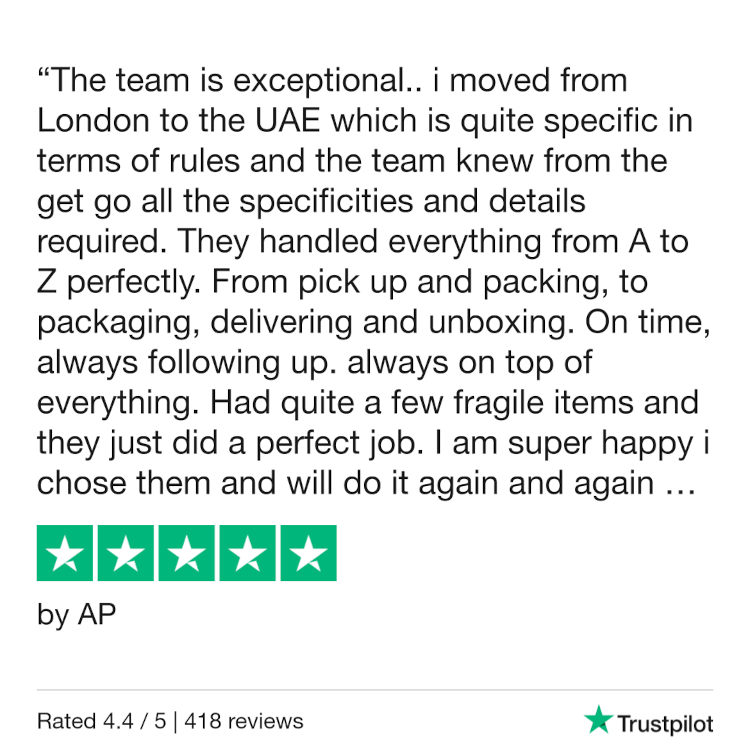 5 star review from 'AP' via TrustPilot