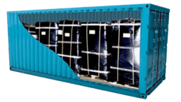 Packed pallets inside container cross section