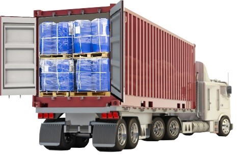 Barrels loaded in a full container