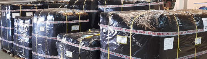 Packed pallets lined up