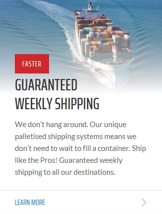 Weekly international removals shipping